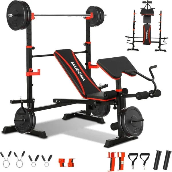 1500LBS 6 In 1 Bench Press Set And Barbell Rack