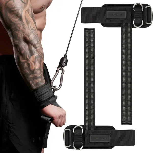 2-in-1 Wrist Straps with D-Rings for Weightlifting